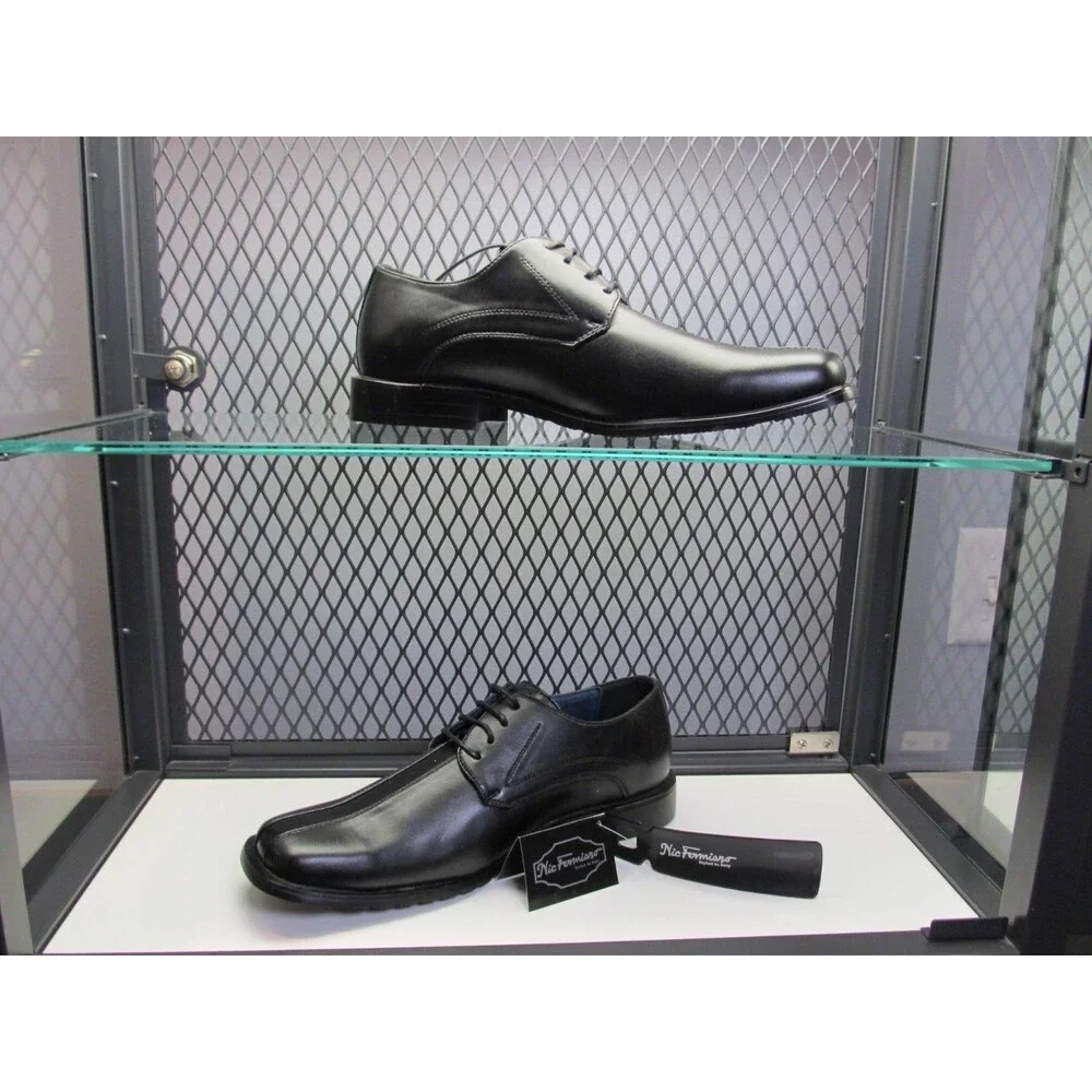 Nic Fermiano Men’s Black Dress Shoes 8.5 NIB Square Toe Lace‑Up Oxford